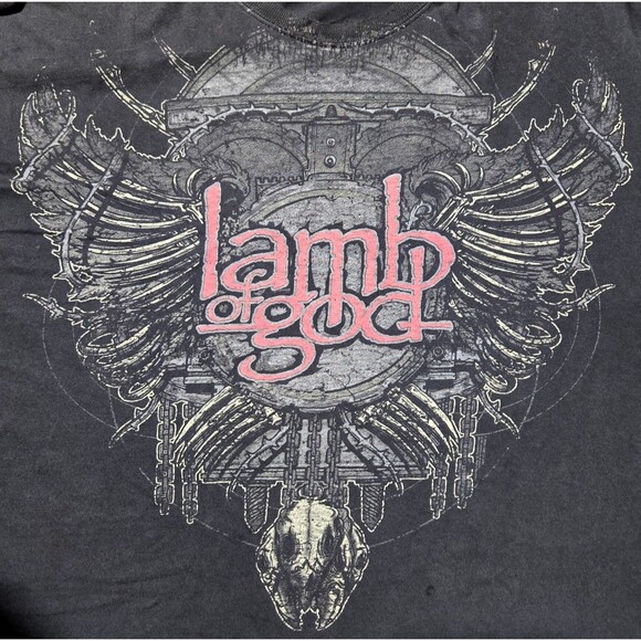 Lamb Of God Band Shirt Y2K Vine Skull 2000's Thrashed Distressed Metal Black XL - Picture 3 of 12